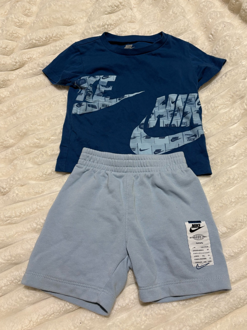 Nike Navy & Light Blue Boys Logo Tee and Shorts Set